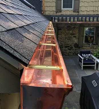 K-Style Copper Gutters with Gutter Guards